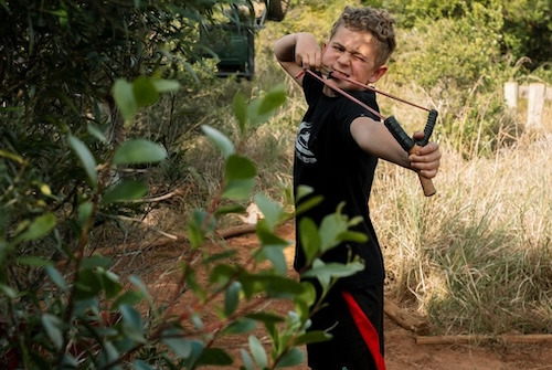 Target practice with slingshot